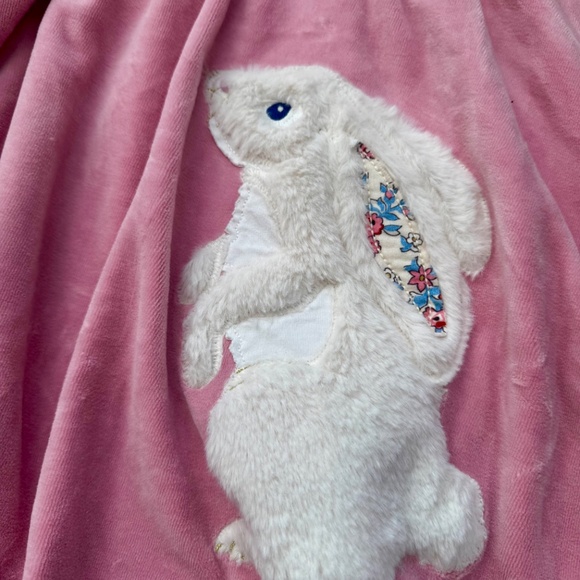 Mini Boden Twirly Velour Applique Bunny Dress Cameo Pink Girls Size 7 8 - Picture 2 of 5
